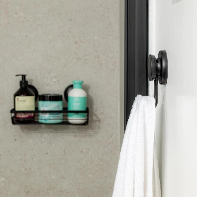 HOOK METALLIC WITH SUCTION CUP 2-TIER BLACK