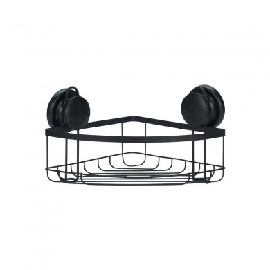 BATHROOM CORNER SHELVES WITH SUCTION CUP BLACK