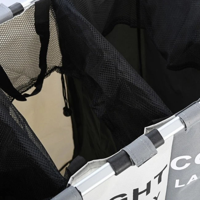 LAUDRY BASKET FOLDABLE WITH 3 COMPARTENTS BLACK-GREY-WHITE