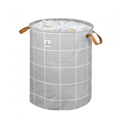 LAUNDRY BASKET CHECKERED 60lt FOLDABLE WITH HANDLES 40x40x50cm