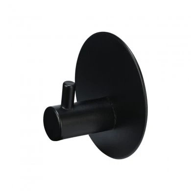 WALL MOUNTED HOOK WITH ROUND BASE BLACK