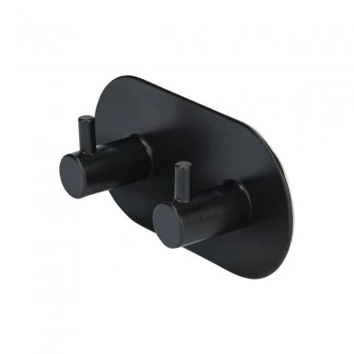 WALL MOUNTED HOOK WITH ROUND BASE 2-TIER BLACK