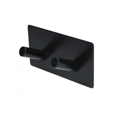 WALL MOUNTED HOOK WITH SQUARE BASE 2-TIER BLACK