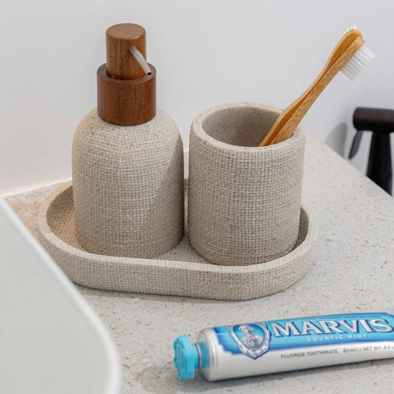 SOAP DISPENSER JUTE POLYRESIN BEIGE