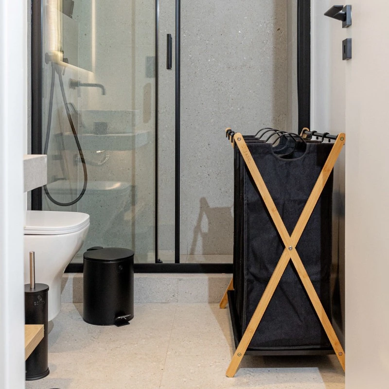 ESTIA ΚΑΛΑΘΙ ΑΠΛΥΤΩΝ BAMBOO ESSENTIALS 102lt 3 ΘΕΣΕΩΝ 68x40x76cm ΜΑΥΡΟ