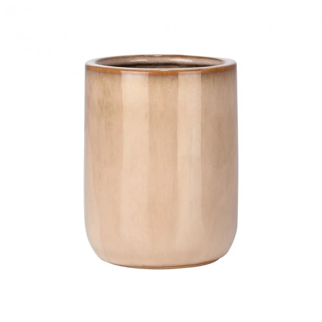 TOOTHBRUSH HOLDER SATIN CERAMIC 7.5x7.5x9cm