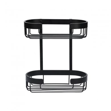 BATHROOM SHELVES STANCE WITH DOUBLE SIDED STICKER 2-TIER 25x13x28.5cm BLACK