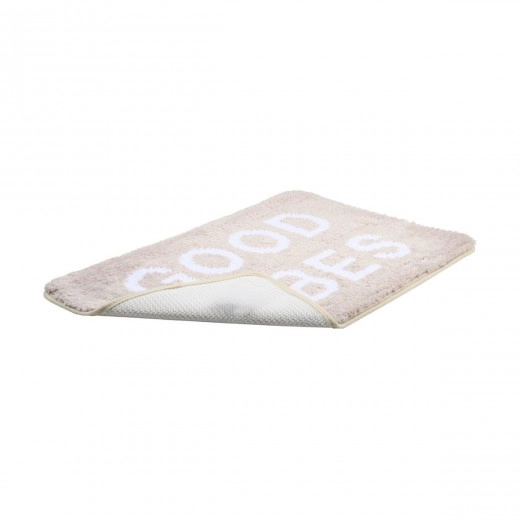 ESTIA ΤΑΠΕΤΟ ΜΠΑΝΙΟΥ GOOD VIBES 40x60cm 100% ΜΙΚΡΟΪΝΕΣ TAUPE