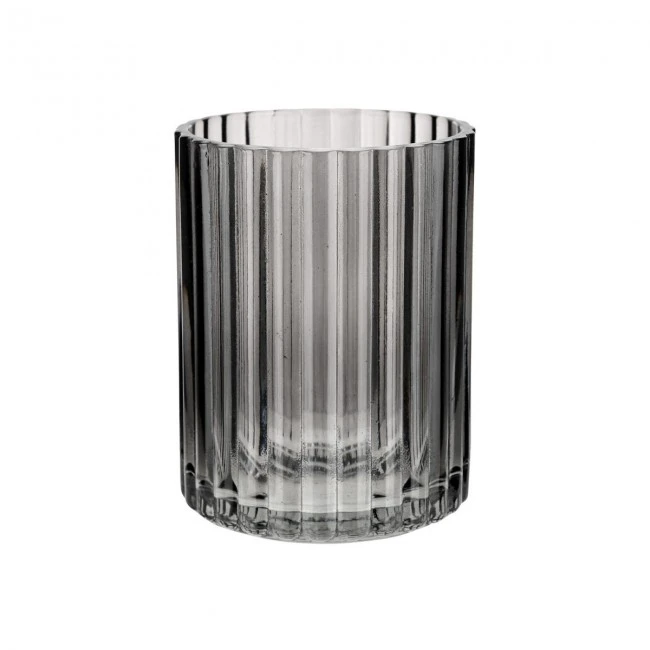 TOOTHBRUSH HOLDER ALIVIO GLASS EMBOSSED 300ml 7.8x10cm BLACK