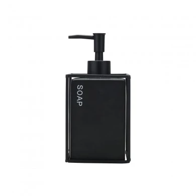 SOAP DISPENSER CAGE 450ml CERAMIC BLACK WITH METALLIC FRAME