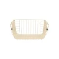 STORAGE BASKET ALLURE METALLIC WITH WOODEN HANDLES 26.5x29.5x16cm STACKABLE IVORY