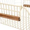 STORAGE BASKET ALLURE METALLIC WITH WOODEN HANDLES 26.5x29.5x16cm STACKABLE IVORY