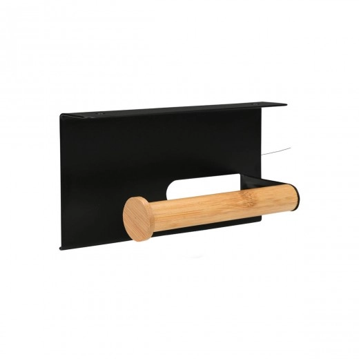 ESTIA ΧΑΡΤΟΘΗΚΗ ΕΠΙΤΟΙΧΙΑ BAMBOO ESSENTIALS ΜΕ ΘΕΣΗ ΓΙΑ ΚΙΝΗΤΟ ΜΕΤΑΛΛΙΚΗ ΜΑΥΡΗ