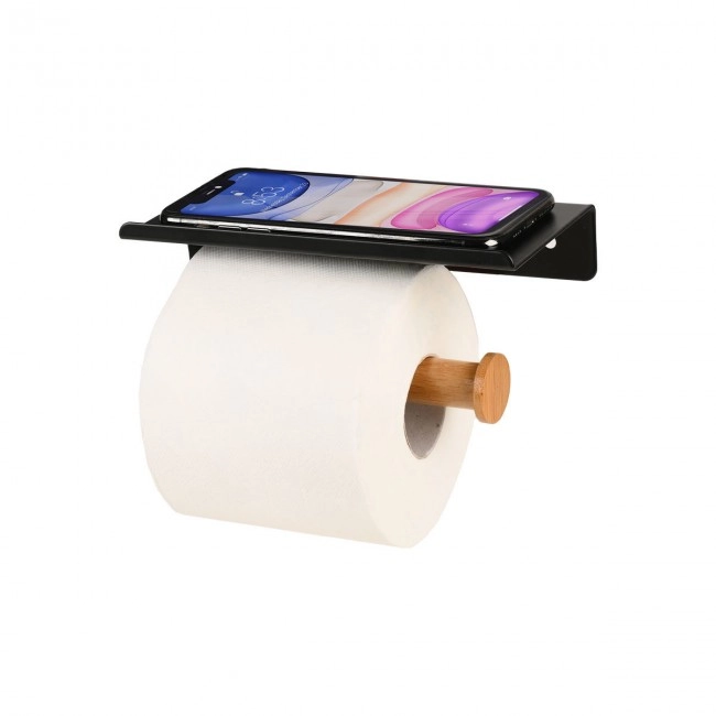 ESTIA ΧΑΡΤΟΘΗΚΗ ΕΠΙΤΟΙΧΙΑ BAMBOO ESSENTIALS ΜΕ ΘΕΣΗ ΓΙΑ ΚΙΝΗΤΟ ΜΕΤΑΛΛΙΚΗ ΜΑΥΡΗ