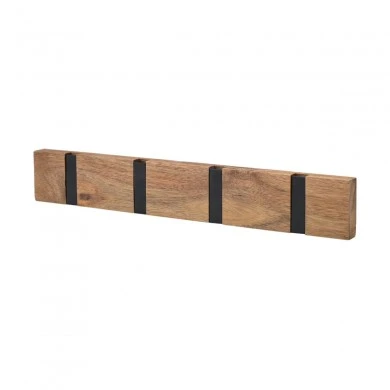 WALL HANGER WOODEN WITH 4 FOLDABLE HOOKS