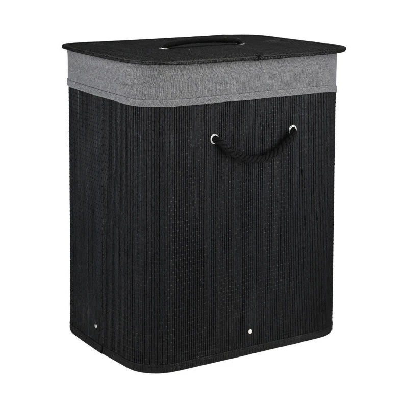 ESTIA ΚΑΛΑΘΙ ΑΠΛΥΤΩΝ BAMBOO ESSENTIALS 60LT ΠΤΥΣΣΟΜΕΝΟ ΟΡΘΟΓΩΝΙΟ ΜΑΥΡΟ ΝΕΑ ΠΛΕΞΗ