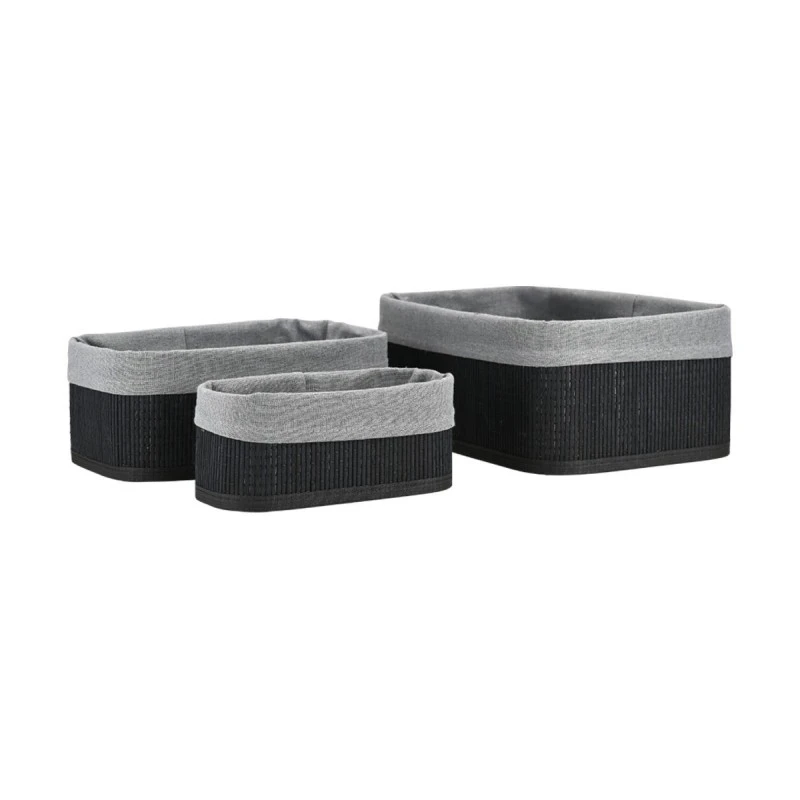 STORAGE &amp; ORGANIZER BOX BAMBOO ESSENTIALS WITH CLOTHING 3PCS BLACK
