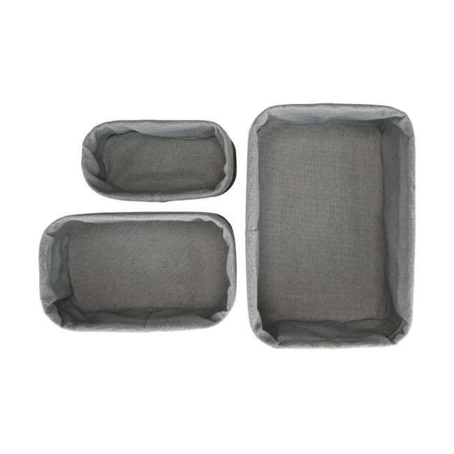 STORAGE &amp; ORGANIZER BOX BAMBOO ESSENTIALS WITH CLOTHING 3PCS BLACK