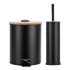 SET OF TOILET BRUSH &amp; TOILET BIN 7lt BAMBOO ESSENTIALS BLACK