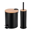 SET OF TOILET BRUSH &amp; TOILET BIN 7lt BAMBOO ESSENTIALS BLACK