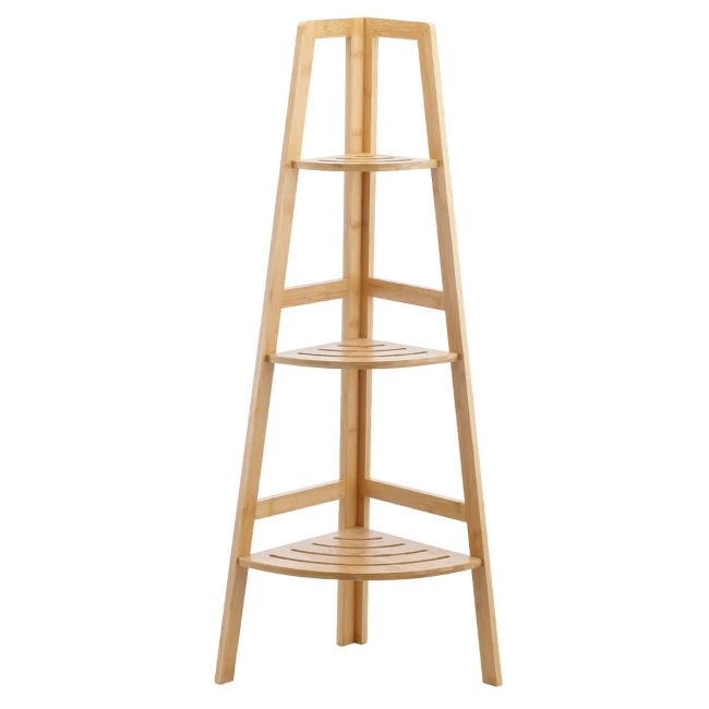 CORNER FLOOR SHELF BAMBOO ESSENTIALS WITH 3 SHELVES