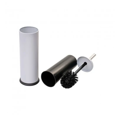 TOILET BRUSH CLASSIC METALLIC WITH PLASTIC CONTAINER 23cm MATTE WHITE