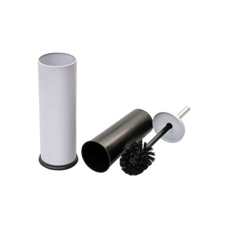 TOILET BRUSH CLASSIC METALLIC WITH PLASTIC CONTAINER 23cm MATTE WHITE