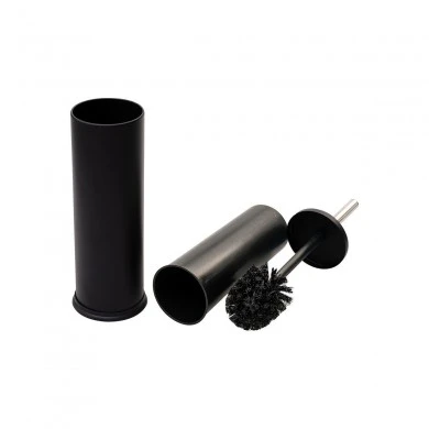TOILET BRUSH CLASSIC METALLIC WITH PLASTIC CONTAINER 23cm MATTE BLACK