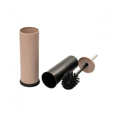 TOILET BRUSH CLASSIC METALLIC WITH PLASTIC CONTAINER 23cm MATTE BEIGE