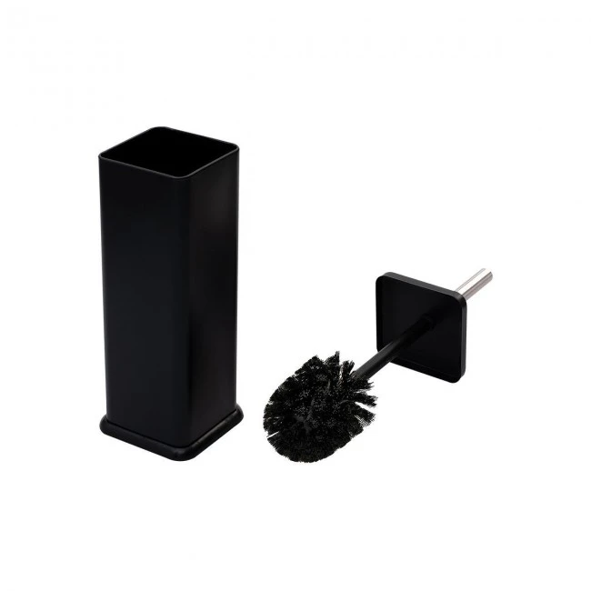 TOILET BRUSH SQUARE METALLIC 38cm MATTE BLACK