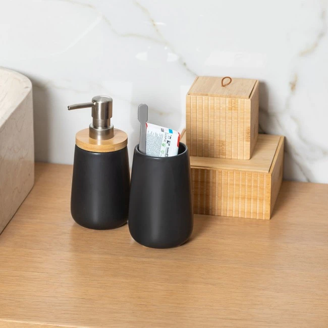 ESTIA ΠΟΤΗΡΑΚΙ ΜΠΑΝΙΟΥ BAMBOO ESSENTIALS ΔΟΛΟΜΙΤΗ ΜΑΥΡΟ