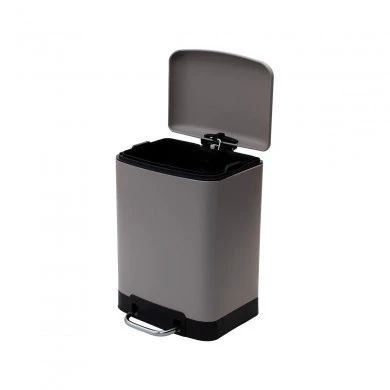 BATHROOM BIN SOFT CLOSE RECTANGULAR 6lt MATTE TAUPE