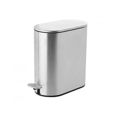 BATHROOM BIN SLIM SOFT CLOSE STAINLESS STEEL 5lt MATTE INOX