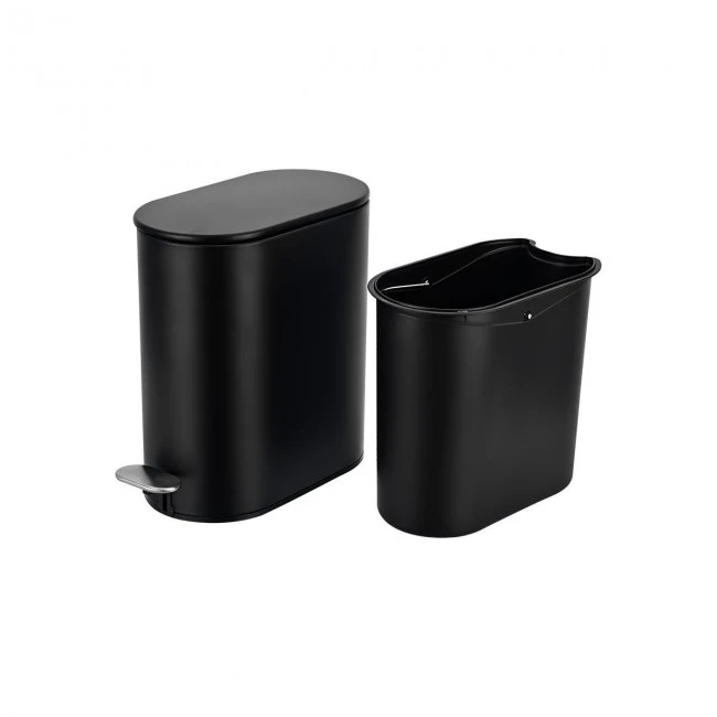 BATHROOM BIN SLIM SOFT CLOSE 5lt MATTE BLACK