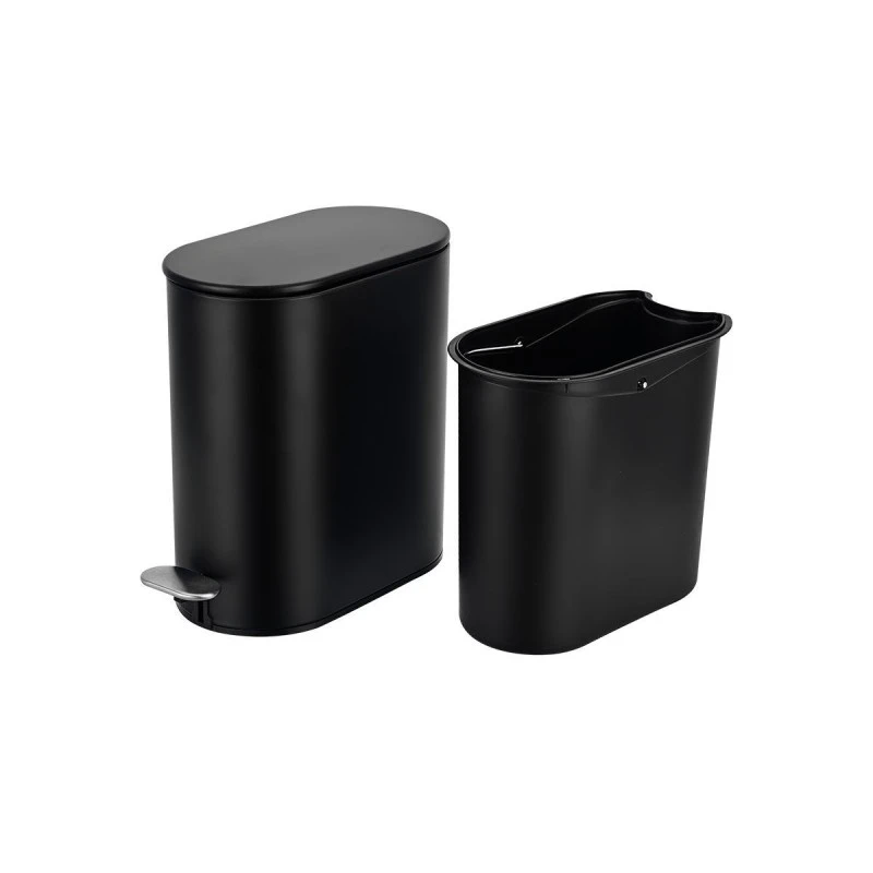 BATHROOM BIN SLIM SOFT CLOSE 5lt MATTE BLACK