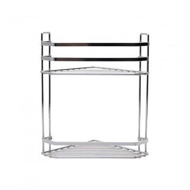 BATHROOM CORNER SHELVES ELEGANT STAINLESS STEEL 2-TIER 32x28x18cm CHROME