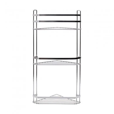 BATHROOM CORNER SHELVES ELEGANT STAINLESS STEEL 3-TIER 54x28x18cm CHROME