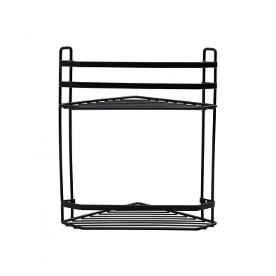 BATHROOM CORNER SHELVES ELEGANT STAINLESS STEEL 2-TIER 32x28x18cm BLACK