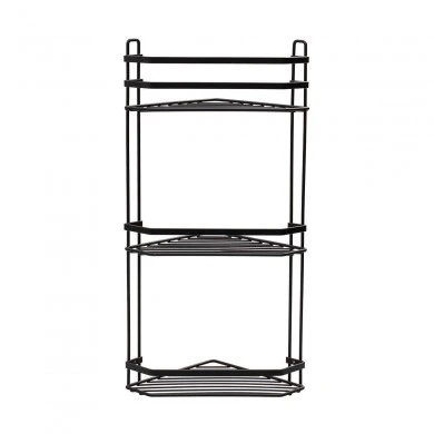 BATHROOM CORNER SHELVES ELEGANT STAINLESS STEEL 3-TIER 54x28x18cm BLACK