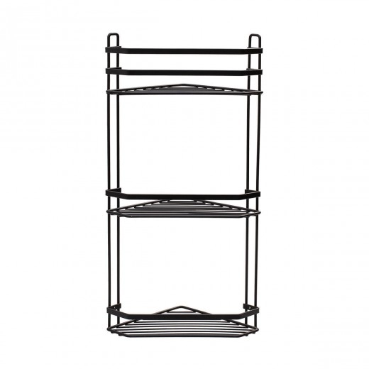 ESTIA ΕΤΑΖΕΡΑ ELEGANT ΜΕΤΑΛΛΙΚΗ ΓΩΝΙΑΚΗ 3 ΘΕΣΕΩΝ 54x28x18cm ΜΑΥΡΗ