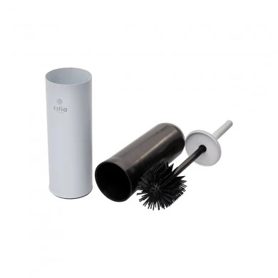 TOILET BRUSH DITA STAINLESS STEEL WITH PLASTIC CONTAINER 23cm MATTE WHITE