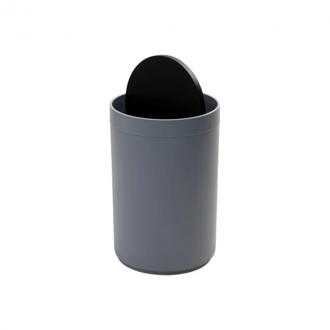BATHROOM BIN PLASTIC 5lt WITH SWING LID GREY