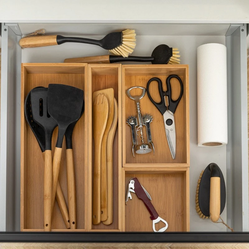 DRAWER ORGANIΖER BOX BAMBOO ESSENTIALS 8x38x7cm