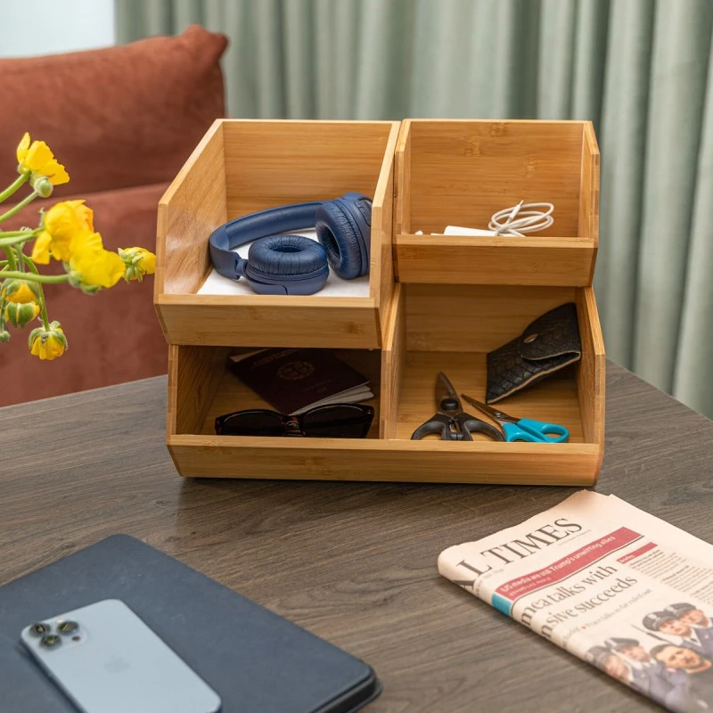 ORGANIΖER BOX BAMBOO ESSENTIALS 17.8x15.7x12.5cm