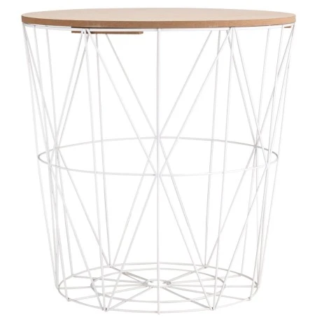 SIDE TABLE WITH STORAGE SPACE WHITE