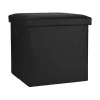 STOOL CUBE LEATHER WITH STORAGE SPACE BLACK
