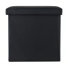 STOOL CUBE LEATHER WITH STORAGE SPACE BLACK