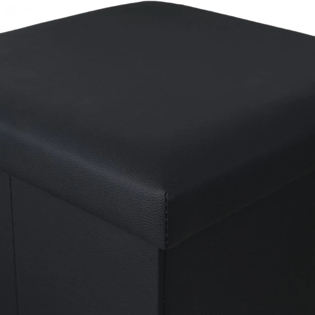 STOOL CUBE LEATHER WITH STORAGE SPACE BLACK