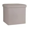 STOOL CUBE LEATHER WITH STORAGE SPACE TAUPE