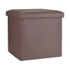 STOOL CUBE LEATHER WITH STORAGE SPACE BROWN